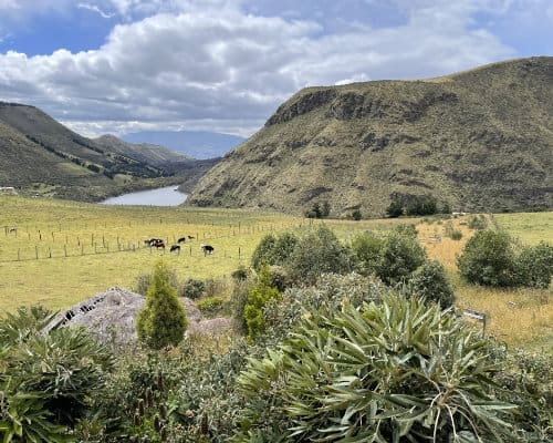 A view across ranch land toward Laguna Seca and the mountain valley beyond